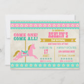 Carousel Birthday Party Einladung (Rückseite)