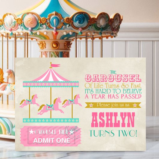 Carousel Birthday Party Einladung