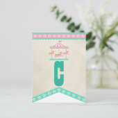 Carousel Birthday Party Pennant Bunting Postkarte (Stehend Vorderseite)