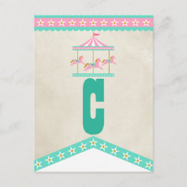 Carousel Birthday Party Pennant Bunting Postkarte