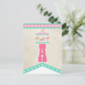 Carousel Birthday Party Pennant Bunting Postkarte (Stehend Vorderseite)