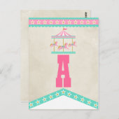 Carousel Birthday Party Pennant Bunting Postkarte (Vorne/Hinten)