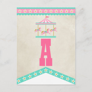 Carousel Birthday Party Pennant Bunting Postkarte