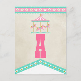 Carousel Birthday Party Pennant Bunting Postkarte