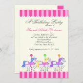 Carousel Birthday Pink Einladung (Vorne/Hinten)