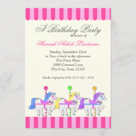 Carousel Birthday Pink Einladung