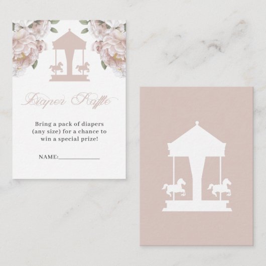 Carousel Diaper Raffles Tickets Begleitkarte (Vorne/Hinten)
