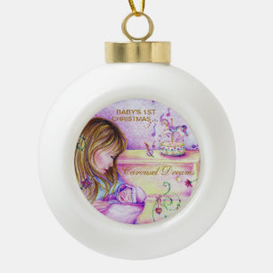 Carousel Dreams Baby's 1. Weihnachtsschmuck Keramik Kugel-Ornament