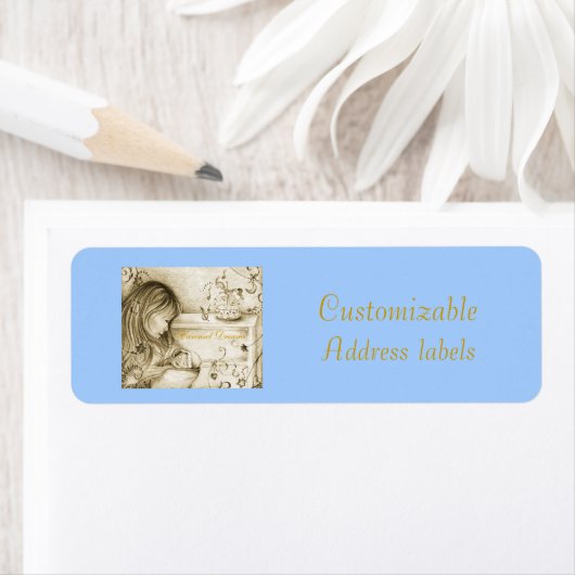 Carousel Dreams Blue Customizable Address Labels (Insitu)