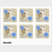 Carousel Dreams Blue Rose & Music Square Stickers (Blatt)