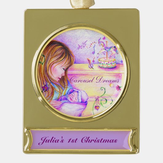 Carousel Dreams Gold Plate Banner Ornament (Vorderseite)