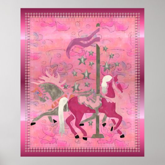 Carousel Dreams Kinderzimmer Kinder Kunstwerk Poster (Vorne)