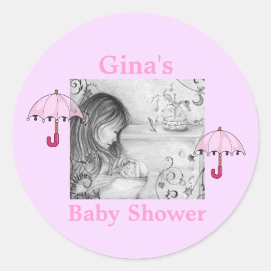 Carousel Dreams Pink Umbrella Round Stickers (Vorderseite)