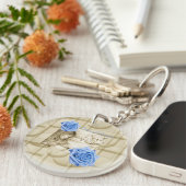 Carousel Dreams Vintag Blue Rose Circle Schlüssela Schlüsselanhänger (Vorderseite rechts)