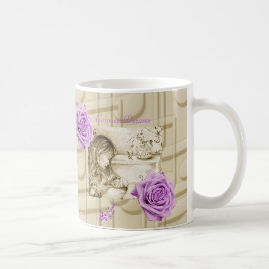 Carousel Dreams Vintage Rose und Musik Tasse (Rechts)