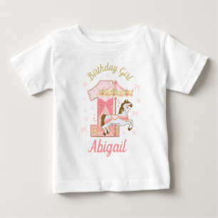 Carousel First Birthday Girl Baby T-shirt
