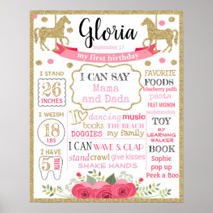 Carousel First Birthday Zeichen Plakatwand Poster