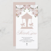 Carousel Floral Soft Pink Baby Dusche Dankeskarte (Vorne/Hinten)