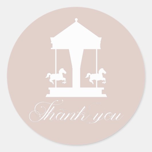 Carousel floral Soft Pink Danke Runder Aufkleber (Vorderseite)