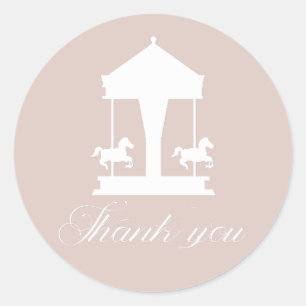 Carousel floral Soft Pink Danke Runder Aufkleber