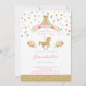 Carousel Geburtstag Einladung Floral Pink Minze Go (Vorderseite)