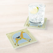 Carousel Giraffe von June Erica Vess Glasuntersetzer (Schrägansicht)