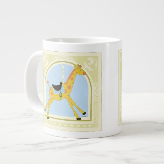 Carousel Giraffe von June Erica Vess Jumbo-Tasse (Vorderseite Links)
