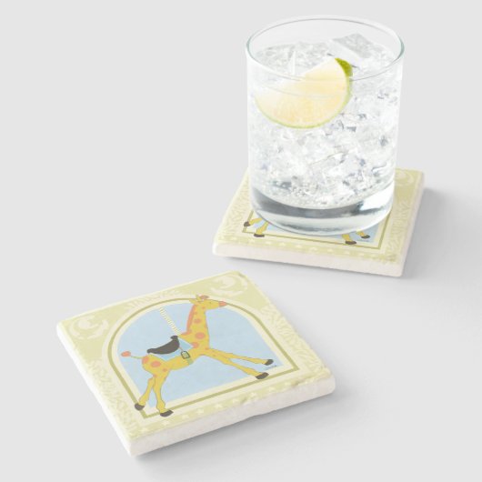 Carousel Giraffe von June Erica Vess Steinuntersetzer (Seitenansicht)