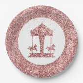 Carousel Glitzer Geburtstag Pappteller (Vorderseite)