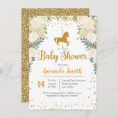 Carousel Gold White Baby Dusche Einladung (Vorne/Hinten)