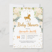 Carousel Gold White Baby Dusche Einladung (Vorderseite)