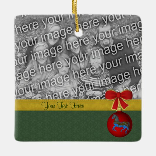 Carousel HorChristmas Holiday Foto Keramikornament (Vorderseite)