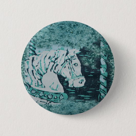 Carousel Horse Aquamarine Button (Vorderseite)