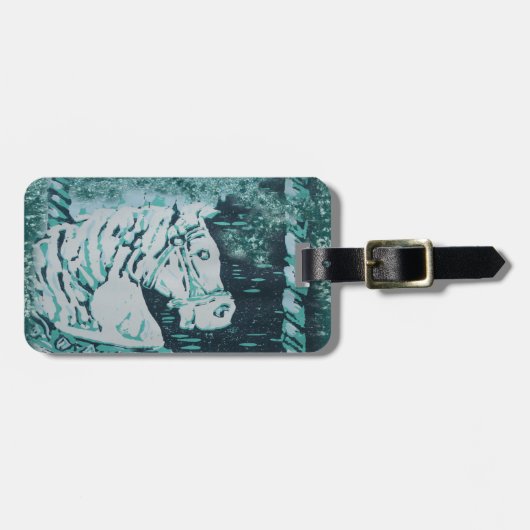 Carousel Horse Aquamarine Gepäckanhänger (Vorderseite horizontal)