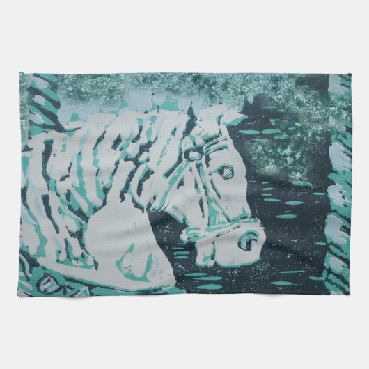 Carousel Horse Aquamarine Handtuch (Horizontal)