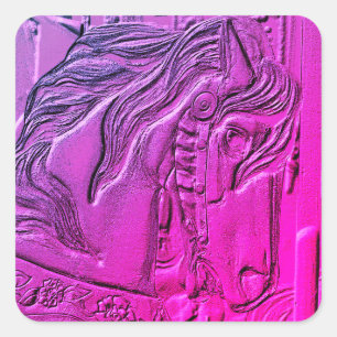 Carousel Horse Art Quadratischer Aufkleber