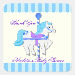 Carousel Horse Baby Blue StarsVielen Dank Quadratischer Aufkleber