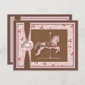 Carousel Horse Baby Girl Dusche Einladung (Vorne/Hinten)