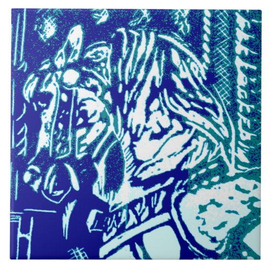 Carousel Horse Blues Fliese (Vorderseite)