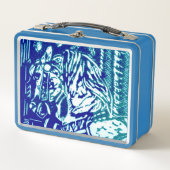 Carousel Horse Blues Metall Brotdose (Vorderseite)