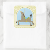 Carousel Horse by June Erica Vess Quadratischer Aufkleber (Tasche)