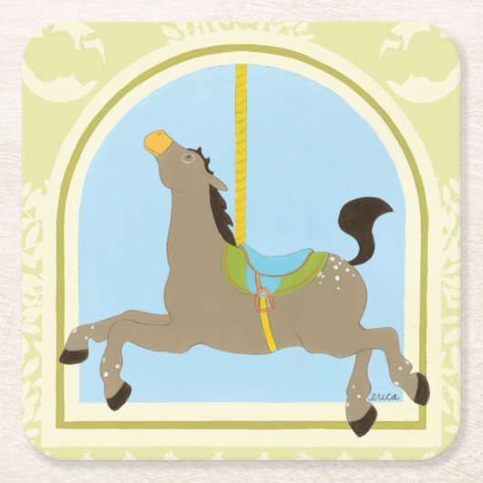 Carousel Horse by June Erica Vess Rechteckiger Pappuntersetzer (Vorderseite)