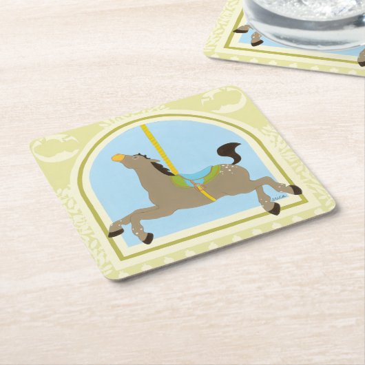 Carousel Horse by June Erica Vess Rechteckiger Pappuntersetzer (angewinkelt)