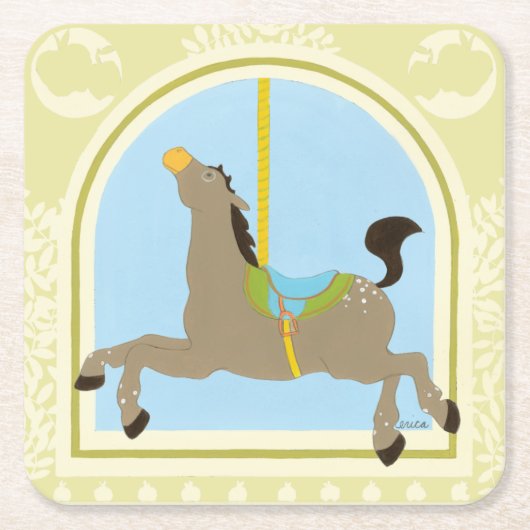 Carousel Horse by June Erica Vess Rechteckiger Pappuntersetzer (Vorderseite)