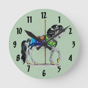 Carousel Horse Clock Runde Wanduhr