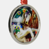 Carousel Horse Closeup Silbernes Ornament (Rechts)