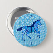 Carousel Horse - Cobalt und Sky Blue Button (Vorne & Hinten)