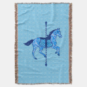 Carousel Horse - Cobalt und Sky Blue Decke
