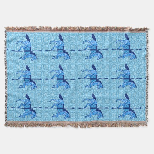 Carousel Horse - Cobalt und Sky Blue Decke (Vorderseite)