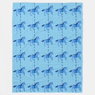 Carousel Horse - Cobalt und Sky Blue Fleecedecke